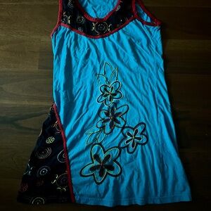 Size S Blue Floral Embroidered Dress